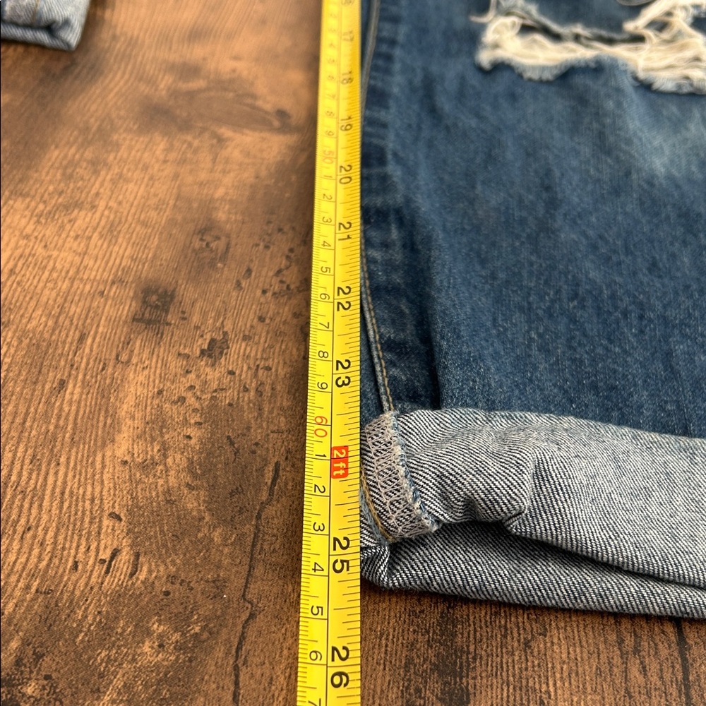 Parisian Works Women's Distressed Boyfriend Jeans in Blue - Picture 6 of 8